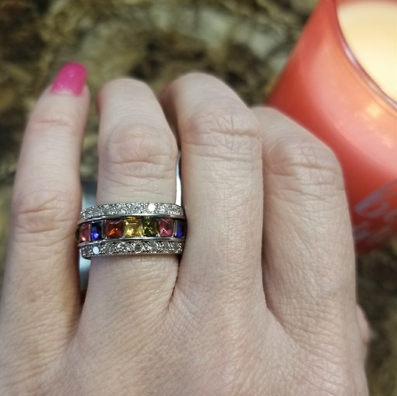 925 Sterling Silver Multicolor Gorgeous Band - Picture 4 of 4